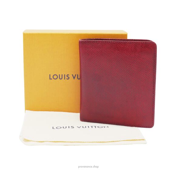 🔴 Louis Vuitton Tall Bifold Wallet - Rubis Lizard Leather - Picture 1 of 10